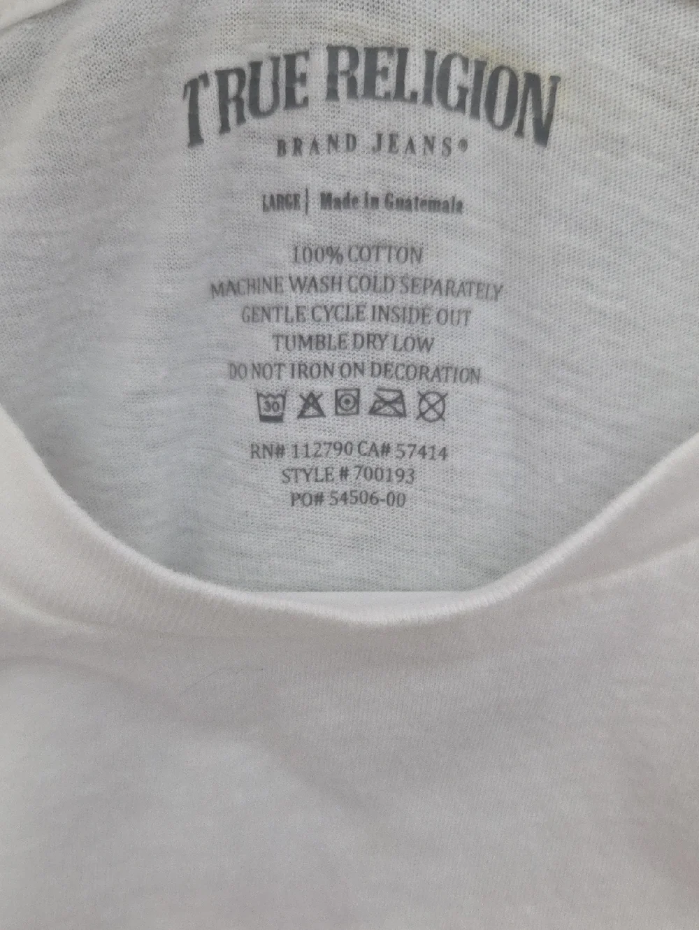 True Religion White Tee with Red‎ and Navy Graphic Logo